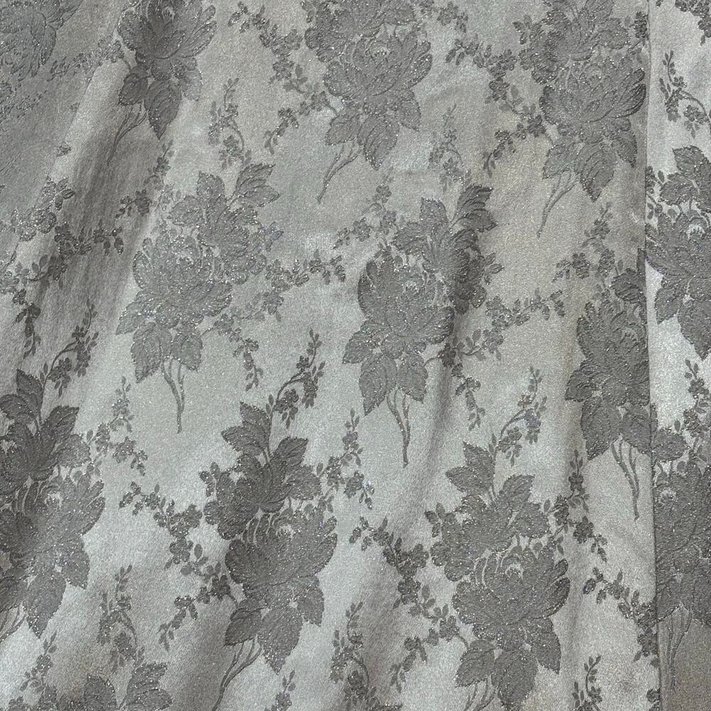 Vintage Scott McClintock Metallic Silver A-line Ball Gown Floral Brocade Size 6 - Picture 2 of 8